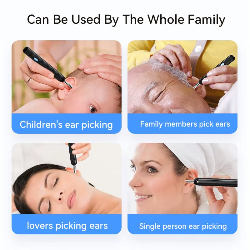 Ear Cleaner High Precision Ear Wax Removal Tool with Camera LED Light Wireless Otoscope Smart Ear Cleaning Kit Best Gift